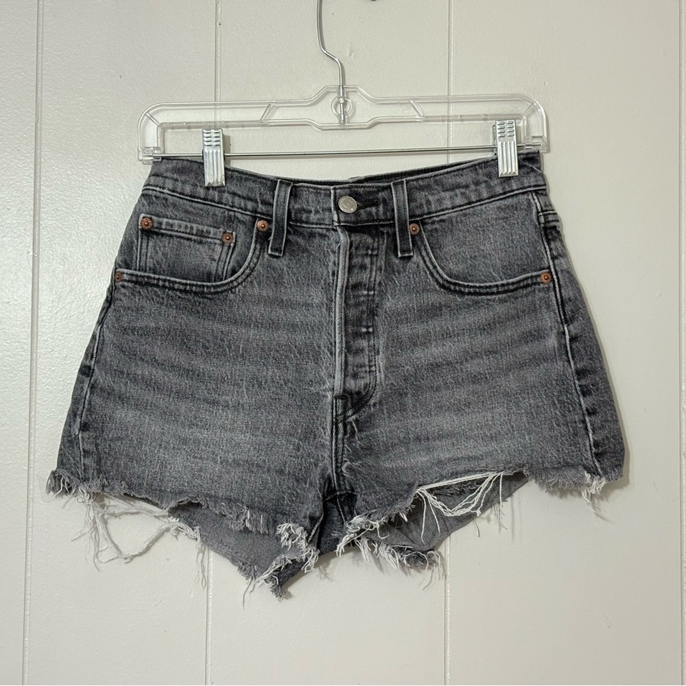 Levi’s 501 Original Gray Cut Off Shorts W27 High Rise Button Fly Vintage Wash